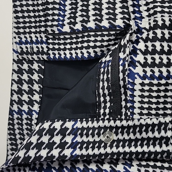 MICHAEL KORS SZ 16 HOUNDSTOOTH SKIRT BLACK BLUE WHITE - Picture 10 of 12
